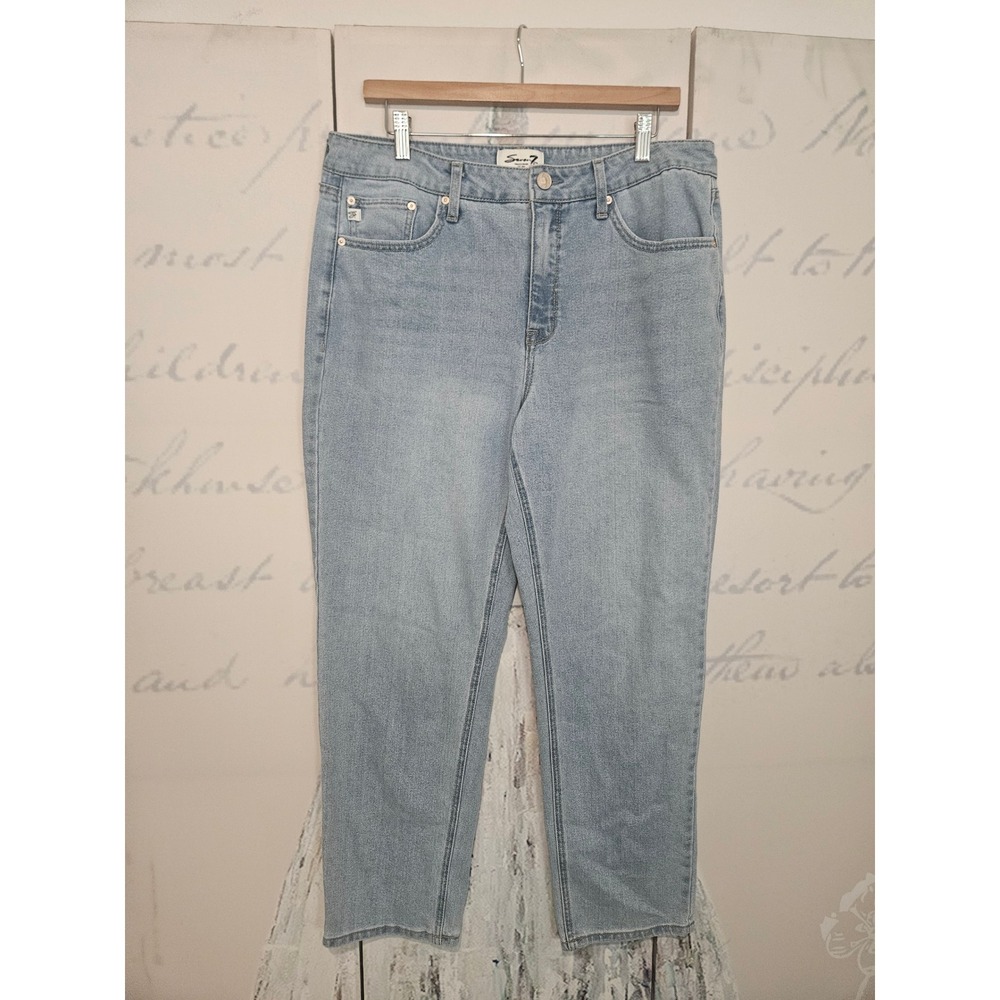Seven7 Women Straight Leg Jeans Light Wash High Rise Key West Size 12